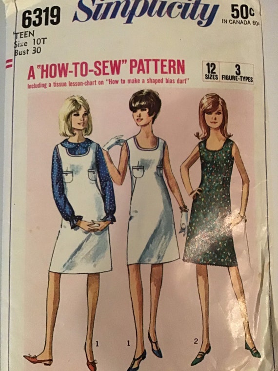 Vintage Sewing Pattern Simplicity 6318 Teens' Womens' Dress Jumper