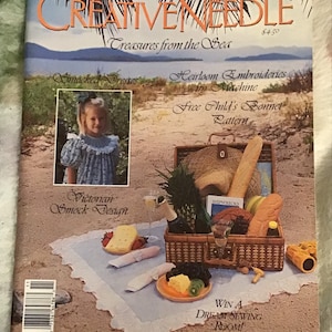 Creative Needle Magazine Nov/Dec 1993 Heirloom Embroideries by Machine, Bonnet Pattern, Hot Water Bottle Cover, Fish Bowel Towel, Mermaid
