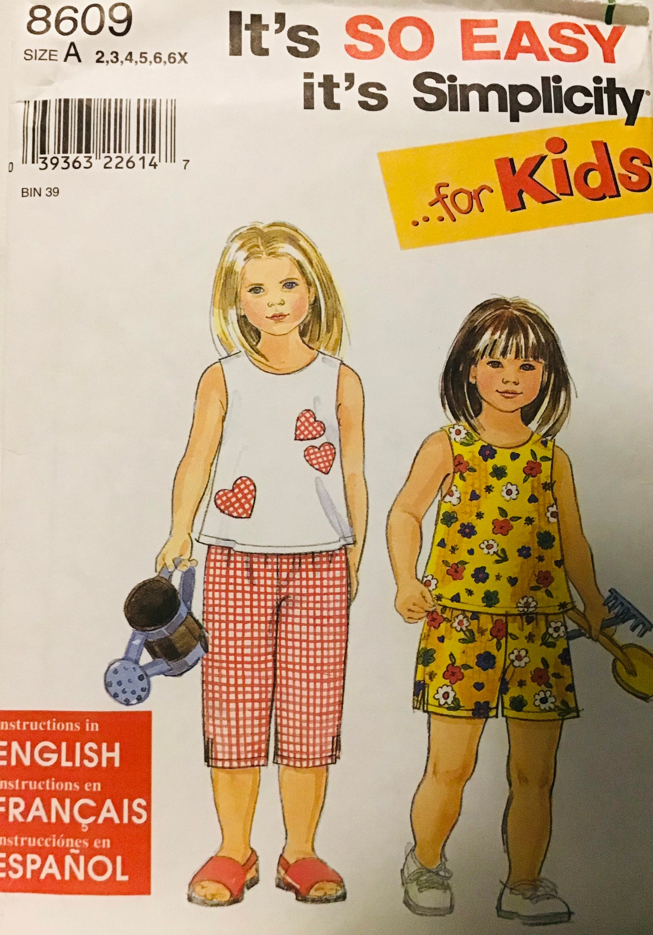 Sewing Pattern Simplicity 8609 Girls' Size 2-3-4-5-6-6X Chest 21