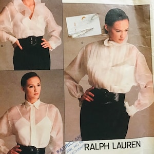 Sewing Pattern Vogue 2001 Ralph Lauren Women’s Blouse & Camisole Size 10 Bust 32.5” - uncut