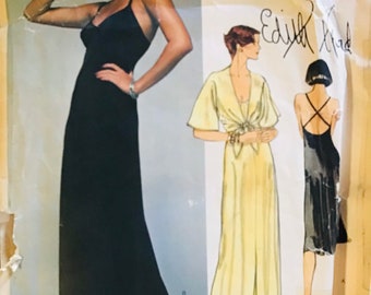 Sewing Pattern Vogue 1560 Edith Head Women’s Evening Length Dress 2 Lengths & Jacket - Size 8 Bust 31.5 - Cut Complete ENVELOPE POOR COND
