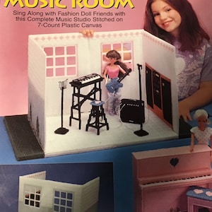 Plastic Canvas Pattern Carry and Play Music Room The Needlecraft Shop Piano Guitar, Keyboard and Stand