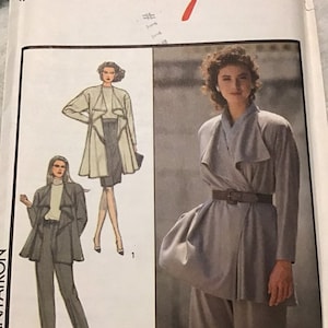 Vintage 80’s Sewing Pattern Style 1457 Women’s Unlined Jacket Fluted Front Edge Two Lengths, Skirt, Pants - Size 12 - Uncut Factory Fold