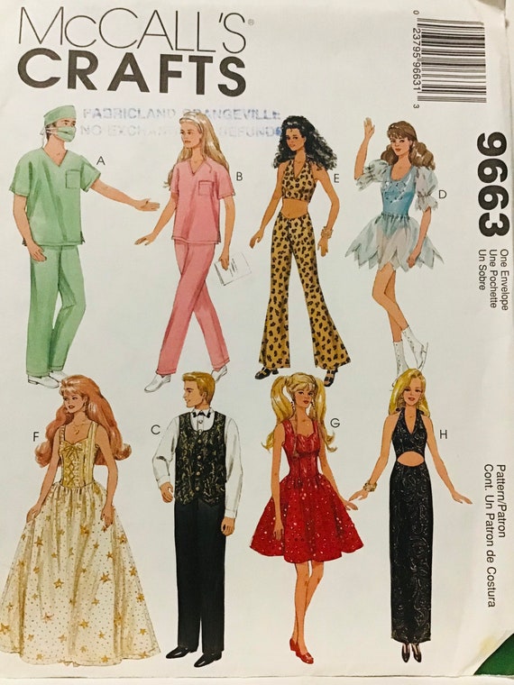 Mccalls barbie clothes patterns sales