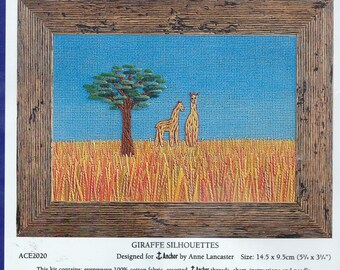 Anchor Creative Embroidery Kit Giraffe Silhouettes - Sz. 5 1/4" x 3 3/4" (14.5 x 9.5 cm) New in Package