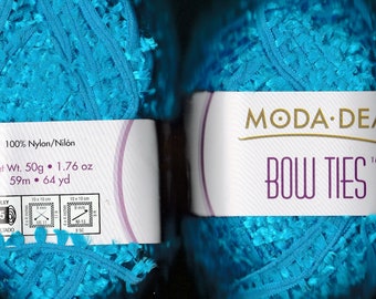 2 Skeins Moda Dea Bow Ties Novelty Yarn - 50 grams ea - 100% Nylon - Bulky Weight