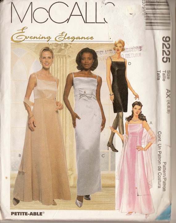 McCall's 9225 Misses' Lined Dresses In Two Lengths and Scarf Ax (4-6-8)