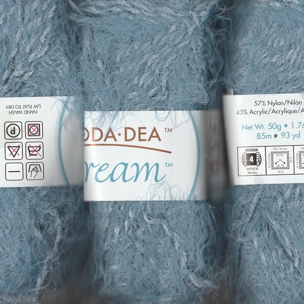 2 Skeins - Coats Moda Dea Dream Airforce Blue Yarn - Worsted  - Novelty - 50 grams 1.76 oz - 85 m 93 yards -