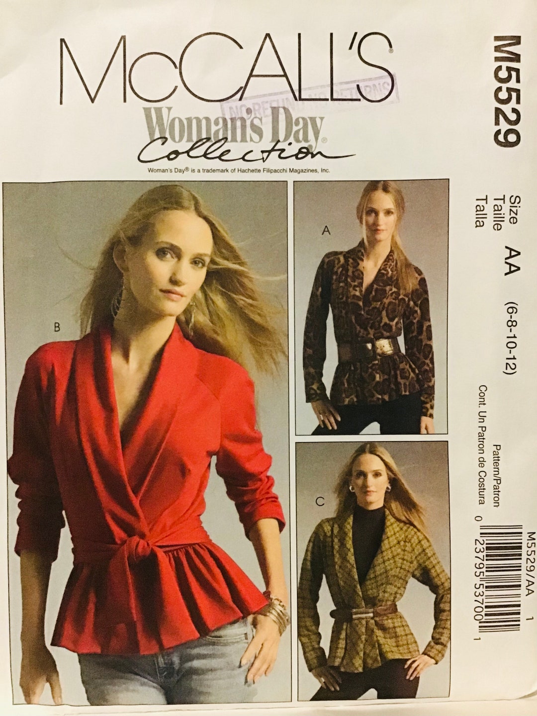 Sewing Pattern Mccall’s 5529 Women’s Wrap Jacket & Belt Sz 6-8-10-12 ...