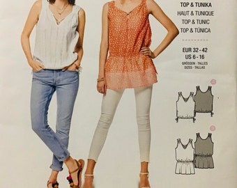 Sewing Pattern Burda 6404 Style Women’s Sleeveless Top & Tunic - Size 6-8-10-12-14-16 - Uncut Factory Folds