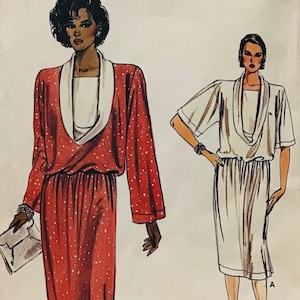 Schnittmuster Vogue 9181 Damen locker sitzend gerader Pullover Blouson Kleid - Gr. 14-16 Schnitt bis Größe 16 - Komplett