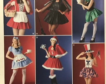 Sewing Pattern Simplicity 4015 Women’s Costume Red Riding Hood Santa’s Helper, Leprachan Waitress Patriot Size 10-12-14-16-18 - Uncut FF