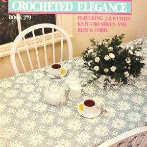 Häkelanleitung - J & P Coats Crochet Elegance Book 279 - Deckchen Bettdecke Tischdecke Ananas Tischset - 7 Designs
