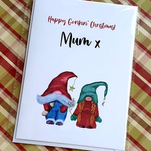 Card For Mum, Gonk Christmas Cards, Gnome cards, With your words, Personalised Gnome cards