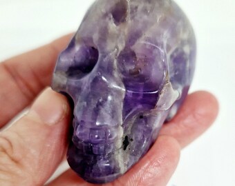 Dream Amethyst Crystal Skull: Hand Carved Gothic Purple Decor