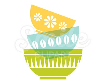 Three bowls in a stack stacked bowls vector illustration - 00040