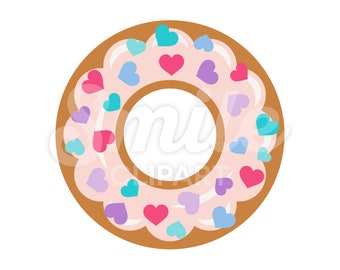 Donut with heart valentines day sweets doughnut vector illustration - 00029