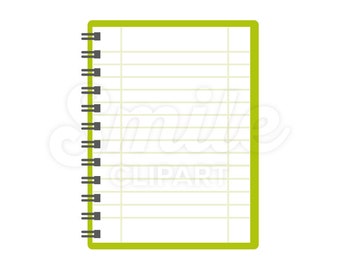 Green spiral notebook lined notepad vector illustration - 00037