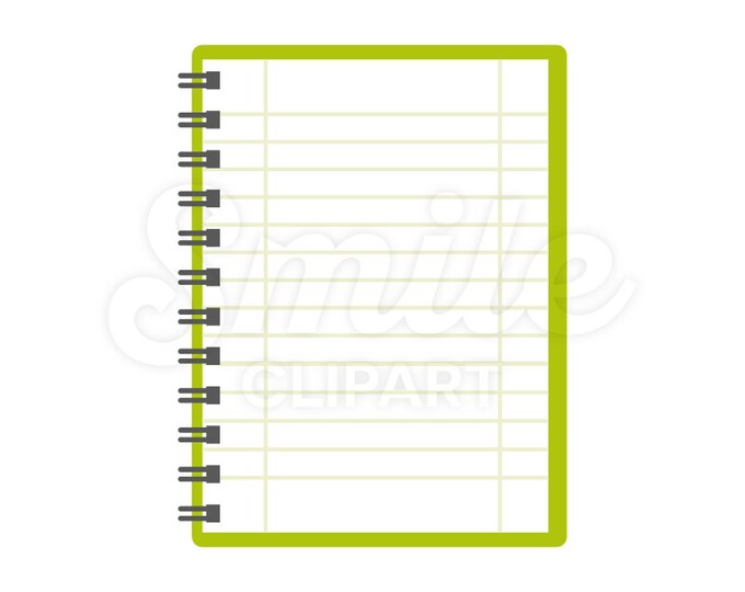 Green spiral notebook lined notepad vector illustration - 00037