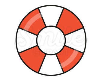 Lifebuoy floating device lifesaver buoy red white  vector illustration - 00106