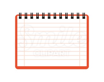 Red spiral notepad lined notebook vector illustration - 00012