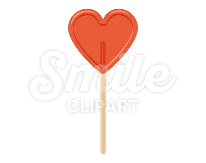 Red heart lolly sweet hard candy lollipop vector illustration - 00057