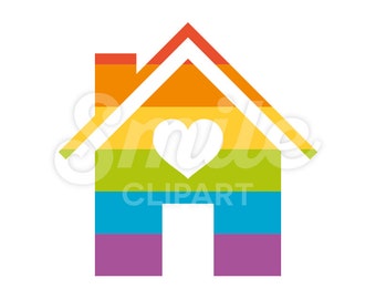 Home with heart pride rainbow LGBTQ vector illustration - 00038