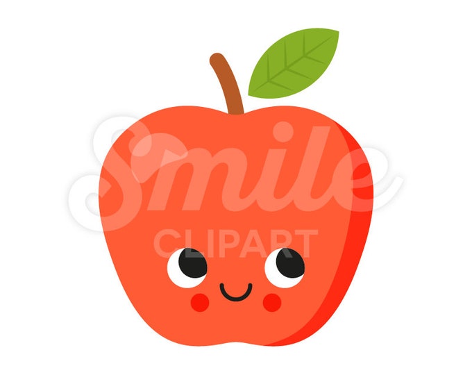 Cute red apple happy fruit vector illustration - 00019