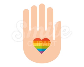 Hand with pride heart rainbow LGBTQ loving boundaries vector illustration - 00089