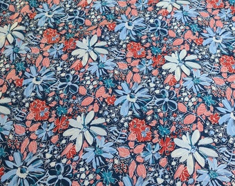 Blue Floral Cotton Fabric