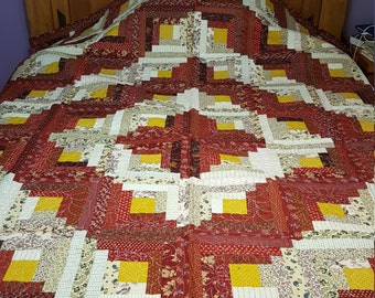 ヴィンテージの手作りログキャビンキルト - Etsy 日本