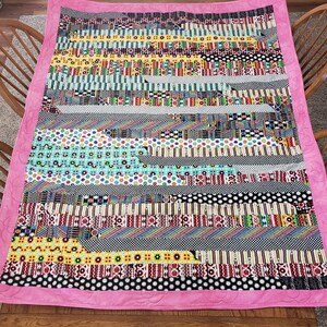 Flowered Strip Lap or Daybed Sized Quilt