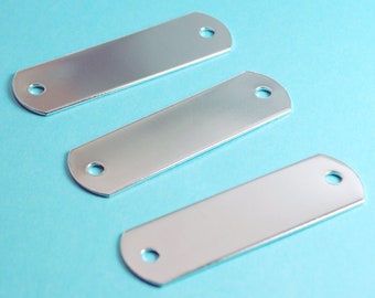 Ten Extra Thin Large Aluminum ID Tags - 3/4" x  2 1/2"- 20g Aluminum Engraving Blanks with 1/8" Hole