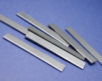 Ten Aluminum Unfinished Rectangle Tags - NO HOLE - 1/4" x 1 1/2"- 18g Aluminum Stamping Blanks
