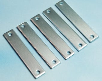 Ten Aluminum Unfinished Rectangle Tags - 1/4" x 1 1/2"- 18g Aluminum Stamping Blanks