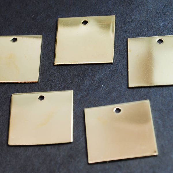 Ten Large 20g Brass 1" Square Blanks With Hole - 20g Jeweler's Brass Square Pendant Stamping Blanks