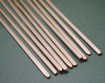 Tio 1/8" rödmässing 16g armbandsämnen - 1/8" x 6" smala manschettämnen för handstämpling