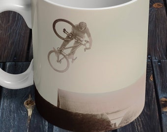Mountain Bike Art Ceramic Mug: Coffee Lover Gift, MTB Gift