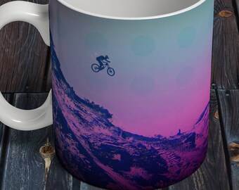 Ceramic mug, Red Bull Rampage Mug, freeride mountain bike mug, mountain biking mug, mountain bike art, bicycle art, coffee lover, bike mug