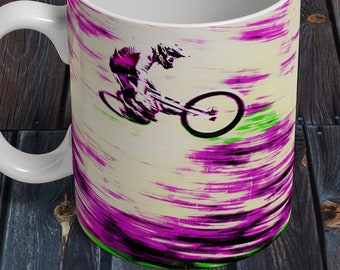 Ceramic mug, Bike art Mug, Coffee Mugs, Personalized Mug, Gift For Him, Custom Mug, Custom Mugs, Coffee Mug, Bike Mugs, mountain bike art