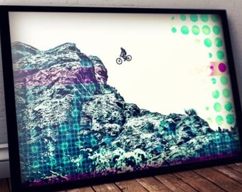 Impresión en lienzo de bicicleta de montaña, Cam Zink Utah Stunt, arte de pared enmarcado