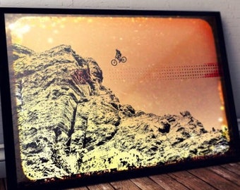 Póster de bicicleta de montaña de 360 grados de Cam Zink, arte de bicicleta enmarcado