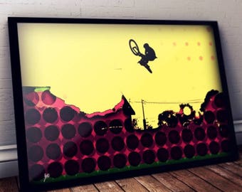 Santa Cruz Mountain Bike Art Print, Sports Poster, Framed