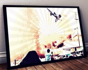 Brett Rheeder mountainbike inramad tavla, X Games Art
