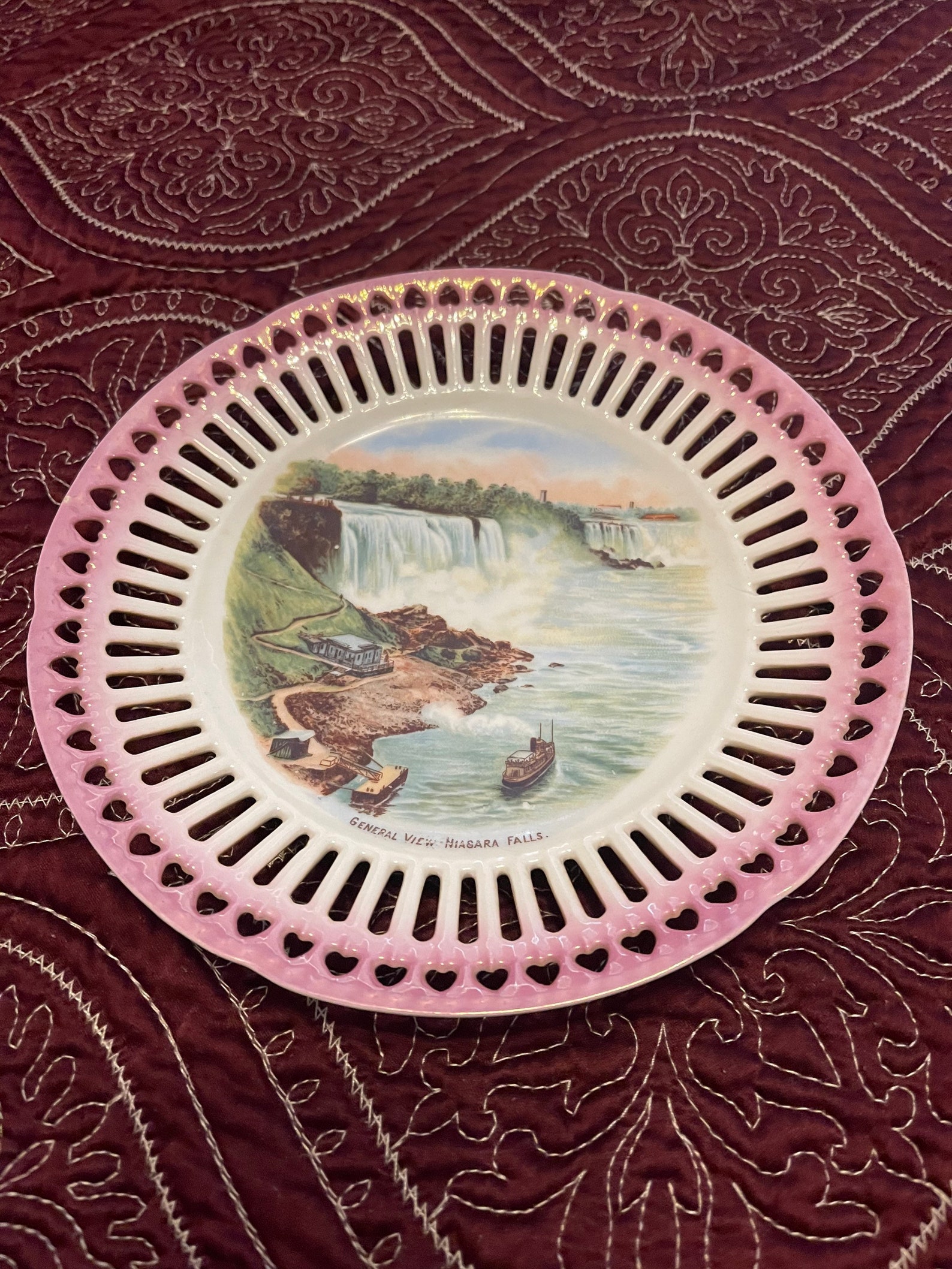 Vintage Niagara Falls Travel Plate With Laced Rim Etsy