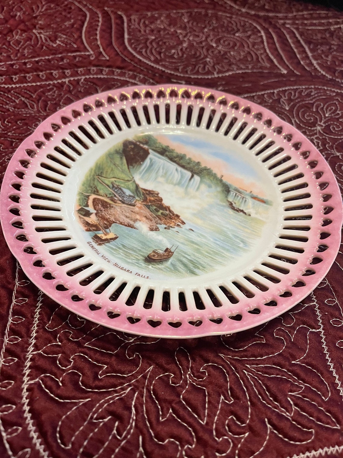 Vintage Niagara Falls Travel Plate With Laced Rim Etsy