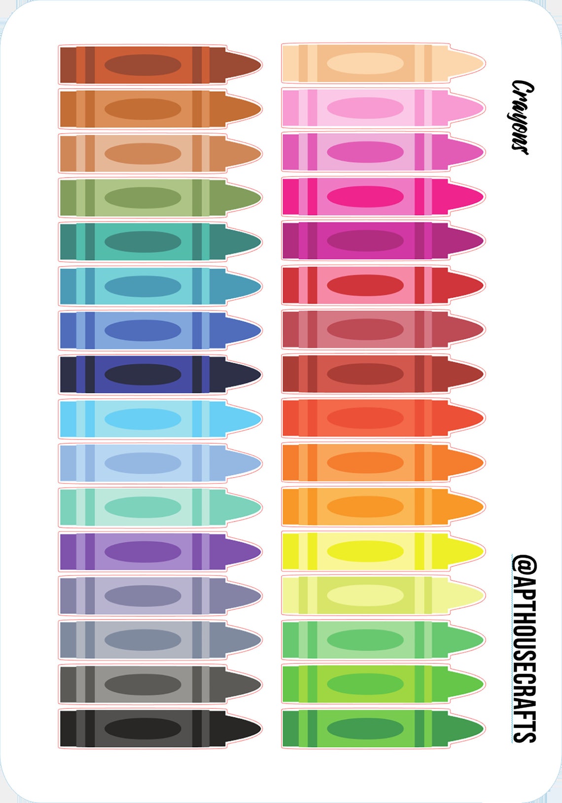 Multicolor Crayon Sticker Mini Sheet Mini Crayon Stickers for Etsy
