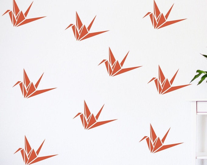 origami paper crane wall art decals, origami crane decor, origami wall decals