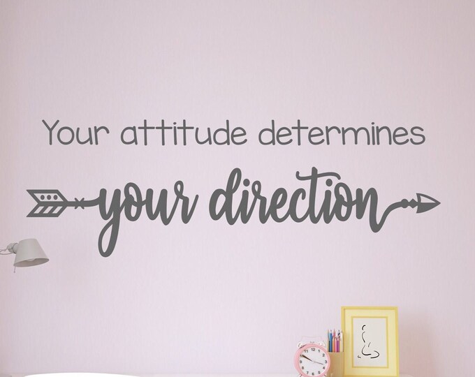 Inspirational boho decal- Your attitude determines your direction, inspirational wall art, positive attitude decor, inspiring office decor