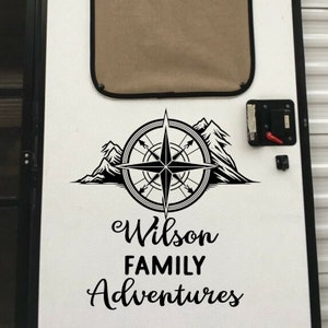 Mountain Compass Custom Last Name RV Decal
